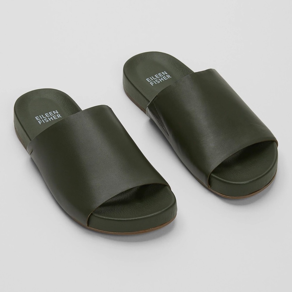 Eileen Fisher Mask Nappa Leather Slide Sandal Size 6
